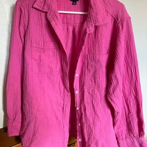 Vibrant Pink Button-Up Shirt 100% cotton